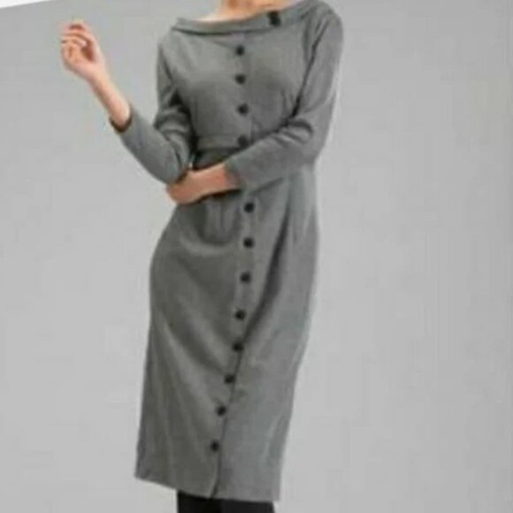 Vintage Marc Jacobs Light Grey Wool Blend Wiggle Dress Sz 4 Retro Preppy - Picture 11 of 12